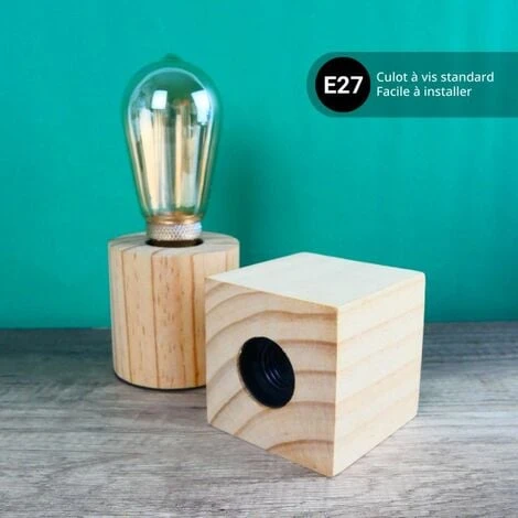 Xanlite - Lampe à Poser Cubik Bois Culot E27 - XDLAPCUBIKW 3 Xanlite - Lampe à Poser Cubik Bois Culot E27 - XDLAPCUBIKW – Image 3