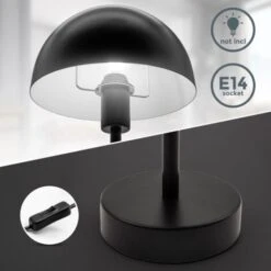 B.K.Licht Lampe De Table Design I Douille E14 I Lampe De Table Pour 1 Ampoule De Max. 25 Watt I Interrupteur à Câble I Noir Mat -EUROPALAMP Soldes Magasin 48458276 3
