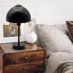 B.K.Licht Lampe De Table Design I Douille E14 I Lampe De Table Pour 1 Ampoule De Max. 25 Watt I Interrupteur à Câble I Noir Mat -EUROPALAMP Soldes Magasin 48458276 4