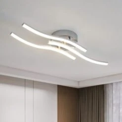 Suspension Luminaire En Forme De Vague,Plafonnier LED, Lumière Blanche Neutre 4000K, LED Intégrées 18W 1600 Lumen, Lustre Moderne Pour Salon Ou Cuisine, 220V IP20 (lumière Blanche Neutre)