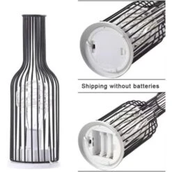 Veilleuse Rétro En Fer, Lampe De Table Créative Bouteille De Vin, Lampe De Nuit En Fil De Cuivre Pour Home Restaurant Hotel Piles Non Incluses -EUROPALAMP Soldes Magasin 50150643 5