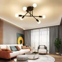 Sputnik Lustre 6 Lumières, Noir Finition Peinture E27 Suspension Luminaire Vintage Plafonnier Industriel Postuler à Salon Chambre Salle à Manger Café Bar (Sans Ampoule) -EUROPALAMP Soldes Magasin 50150657 4