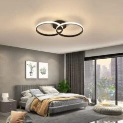 Plafonnier à LED, Lampe De Plafond Moderne 42 W, Plafonnier LED Double Anneau 4500K 3360 Lúmene, Plafonnier En Acrylique Noir Pour Chambre à Coucher, Salon, Bureau -EUROPALAMP Soldes Magasin 50150704 3