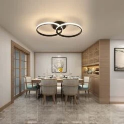 Plafonnier à LED, Lampe De Plafond Moderne 42 W, Plafonnier LED Double Anneau 4500K 3360 Lúmene, Plafonnier En Acrylique Noir Pour Chambre à Coucher, Salon, Bureau -EUROPALAMP Soldes Magasin 50150704 4