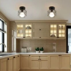 Retro Plafonnier Industrielle En Métal Noir Cage, Plafonnier Fer Forge Industrielle,Lustre Pour Salon, Industrial Suspension Plafonnier, Lustre Chambre, Pour Entrée, Allée, Porche, Couloir, Café Bar -EUROPALAMP Soldes Magasin 50150737 4