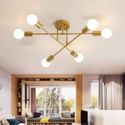 Vintage Lámpara Colgante De Techo Con 6 Luces E27 Lámparas De Techo En Metal Moderno Lámpara De Araña Techo Para Dormitorio Sala De Estar Cocina Salón Comedor Pasillo (Sin Bombilla)