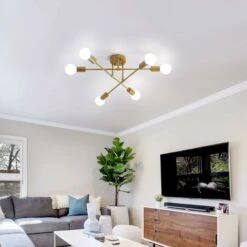 Vintage Lámpara Colgante De Techo Con 6 Luces E27 Lámparas De Techo En Metal Moderno Lámpara De Araña Techo Para Dormitorio Sala De Estar Cocina Salón Comedor Pasillo (Sin Bombilla) -EUROPALAMP Soldes Magasin 50150742 3