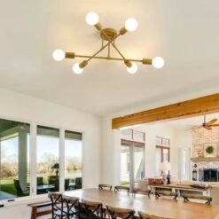 Vintage Lámpara Colgante De Techo Con 6 Luces E27 Lámparas De Techo En Metal Moderno Lámpara De Araña Techo Para Dormitorio Sala De Estar Cocina Salón Comedor Pasillo (Sin Bombilla) -EUROPALAMP Soldes Magasin 50150742 4