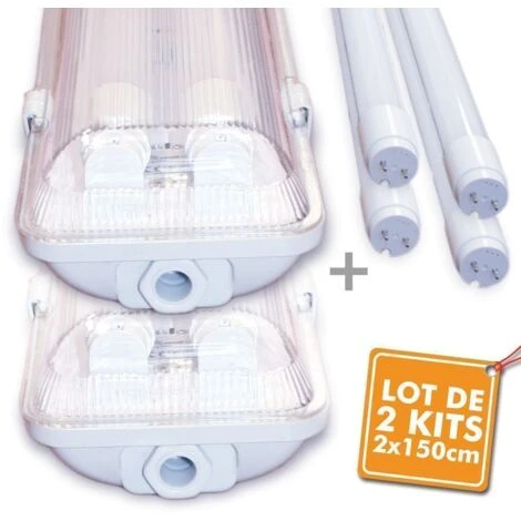 Lot De 2 Boîtiers 150 Cm + 4 Tubes 150 Cm (réglette Pour Garage, Cave...) Température De Couleur: Blanc Froid 6000K 1 Lot De 2 Boîtiers 150 Cm + 4 Tubes 150 Cm (réglette Pour Garage, Cave...) Température De Couleur: Blanc Froid 6000K