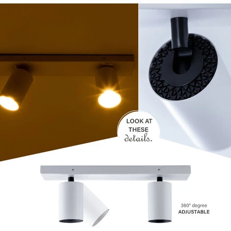 Paco Home Plafonnier Lampe Finition Haut De Gamme Montage Simple Spots Orientables Remplaçables GU10 Blanc, 2 Flammes Longues 4 Paco Home Plafonnier Lampe Finition Haut De Gamme Montage Simple Spots Orientables Remplaçables GU10 Blanc, 2 Flammes Longues – Image 4