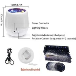 Veilleuse Projecteur Etoile, Lampe 360°Rotation, Alimenté Par USB, 5 Films De Projection 3 Réglages De Luminosité, Idéal Pour Chambre D'Enfant Décoration Cadeau D'Anniversaire -EUROPALAMP Soldes Magasin 50840911 5