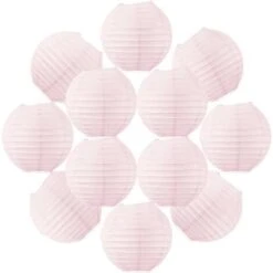 12x Lanterne Papier 20 Cm Rose Pâle - Suspension Boule Papier 20 Cm (12'') Type Lanterne Japonaise Pour Decoration Mariage - 12 Pièces - Le Must De La Gamme De Lampions Papier - Notice En Français.