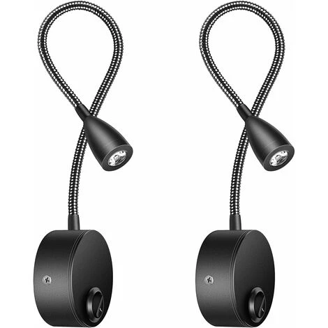 GDRHVFD 2 Pack Lampe Chevet Murale, Lumières Applique Liseuse Led Col De Cygne Lumière 3W, 3000K Blanc Chaud Lampe De Lecture(Noir) 1 GDRHVFD 2 Pack Lampe Chevet Murale, Lumières Applique Liseuse Led Col De Cygne Lumière 3W, 3000K Blanc Chaud Lampe De Lecture(Noir)