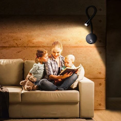 GDRHVFD 2 Pack Lampe Chevet Murale, Lumières Applique Liseuse Led Col De Cygne Lumière 3W, 3000K Blanc Chaud Lampe De Lecture(Noir) 4 GDRHVFD 2 Pack Lampe Chevet Murale, Lumières Applique Liseuse Led Col De Cygne Lumière 3W, 3000K Blanc Chaud Lampe De Lecture(Noir) – Image 4