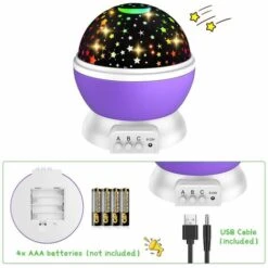 Veilleuse Projecteur Ciel étoilé Avec 8 Modes D'effets Lumineux / Prise USB / Rotation à 360 ° - Cadeau Populaire Pour Les Enfants En 2021,(Mauve)-BISBISOUS -EUROPALAMP Soldes Magasin 53813588 5