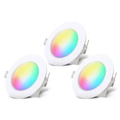Set De 3 Lampes à Encastrer RGBW Pour Salle De Bain LED I Spot à Encastrer Pour Salle De Bain En Couleur I Télécommande I Ø70 Mm Perçage I Dimmable I 92x45 (DxH) I Blanc