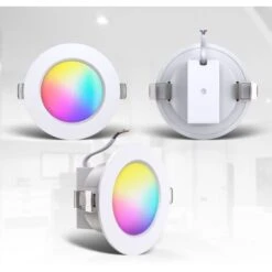 Set De 3 Lampes à Encastrer RGBW Pour Salle De Bain LED I Spot à Encastrer Pour Salle De Bain En Couleur I Télécommande I Ø70 Mm Perçage I Dimmable I 92x45 (DxH) I Blanc 7 Set De 3 Lampes à Encastrer RGBW Pour Salle De Bain LED I Spot à Encastrer Pour Salle De Bain En Couleur I Télécommande I Ø70 Mm Perçage I Dimmable I 92x45 (DxH) I Blanc -EUROPALAMP Soldes Magasin 54655421 3