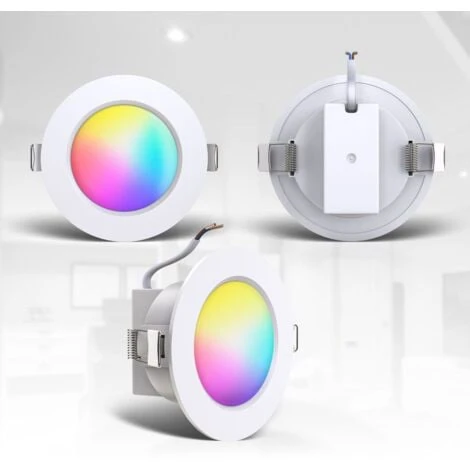 Set De 3 Lampes à Encastrer RGBW Pour Salle De Bain LED I Spot à Encastrer Pour Salle De Bain En Couleur I Télécommande I Ø70 Mm Perçage I Dimmable I 92x45 (DxH) I Blanc 3 Set De 3 Lampes à Encastrer RGBW Pour Salle De Bain LED I Spot à Encastrer Pour Salle De Bain En Couleur I Télécommande I Ø70 Mm Perçage I Dimmable I 92x45 (DxH) I Blanc – Image 3