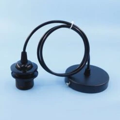 DENUOTOP E27 Porte Lampe Suspension, E27 Pendentif Lampes Suspendues Accessoires, E27 Lampe Suspendue Accessoires Avec 2m Câble, Pour Bar, Café, Magasin De Vêtements, Maison, Hôtel (Noir)