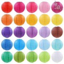 Lanternes En Papier, (30cm / 12") Pliable Papier Abat-jour Lampion, Chinoise Suspendre Boule Décoration Pour Mariage Maison Église Jardin Fête 10 Pièces-Macaron