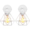 Lot De 2 Applique Murale Interieur Industrielle Réglable Cage Forme Diamant Vintage E27 Pour Salons Chambres Couloir Escaliers Blanc