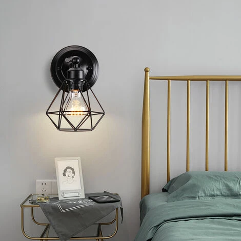 STOEX Applique Murale Intérieur Industrielle Réglable, Vintage Abat-jour Cage Dimmable E27 Luminaire Murale En Métal Pour Salon, Salle à Manger, Couloir, Noir (sans Ampoule) 2 STOEX Applique Murale Intérieur Industrielle Réglable, Vintage Abat-jour Cage Dimmable E27 Luminaire Murale En Métal Pour Salon, Salle à Manger, Couloir, Noir (sans Ampoule) – Image 2