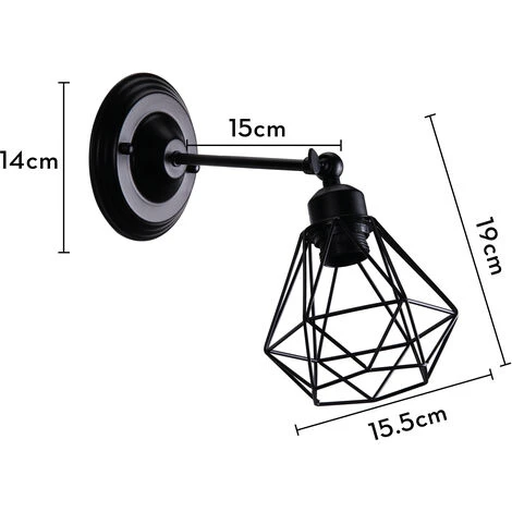 STOEX Applique Murale Intérieur Industrielle Réglable, Vintage Abat-jour Cage Dimmable E27 Luminaire Murale En Métal Pour Salon, Salle à Manger, Couloir, Noir (sans Ampoule) 5 STOEX Applique Murale Intérieur Industrielle Réglable, Vintage Abat-jour Cage Dimmable E27 Luminaire Murale En Métal Pour Salon, Salle à Manger, Couloir, Noir (sans Ampoule) – Image 5