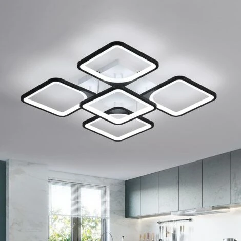 Plafonnier LED Moderne, 75W Lampe De Plafond Design Carré Noir , 6500K Lustres De Salon à Lumière Blanche Froide Éclairage De Plafond Intérieur Pour Chambre à Coucher, Bureau, Cuisine 1 Plafonnier LED Moderne, 75W Lampe De Plafond Design Carré Noir , 6500K Lustres De Salon à Lumière Blanche Froide Éclairage De Plafond Intérieur Pour Chambre à Coucher, Bureau, Cuisine
