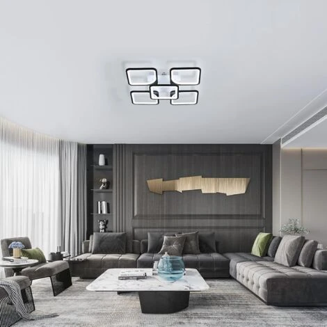 Plafonnier LED Moderne, 75W Lampe De Plafond Design Carré Noir , 6500K Lustres De Salon à Lumière Blanche Froide Éclairage De Plafond Intérieur Pour Chambre à Coucher, Bureau, Cuisine 2 Plafonnier LED Moderne, 75W Lampe De Plafond Design Carré Noir , 6500K Lustres De Salon à Lumière Blanche Froide Éclairage De Plafond Intérieur Pour Chambre à Coucher, Bureau, Cuisine – Image 2