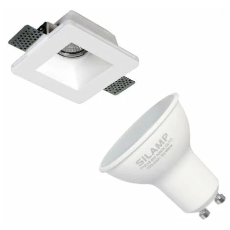 Kit Support Spot GU10 LED Carré Blanc 120x120mm Avec Ampoule LED 1 Kit Support Spot GU10 LED Carré Blanc 120x120mm Avec Ampoule LED