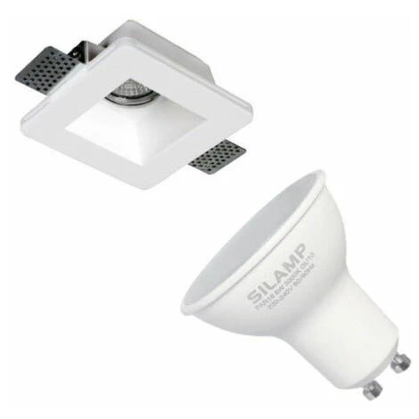 Kit Support Spot GU10 LED Carré Blanc 120x120mm Avec Ampoule LED 2 Kit Support Spot GU10 LED Carré Blanc 120x120mm Avec Ampoule LED – Image 2