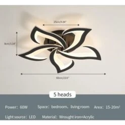Plafonnier LED Dimmable, 40W 3500LM Lampe De Plafond Moderne Avec Télécommande, Créatif Pétales Design, Plafonnier Acrylique Pour Salon, Chambre, Salle à Manger, Φ66cm 9 Plafonnier LED Dimmable, 40W 3500LM Lampe De Plafond Moderne Avec Télécommande, Créatif Pétales Design, Plafonnier Acrylique Pour Salon, Chambre, Salle à Manger, Φ66cm -EUROPALAMP Soldes Magasin 56696933 5