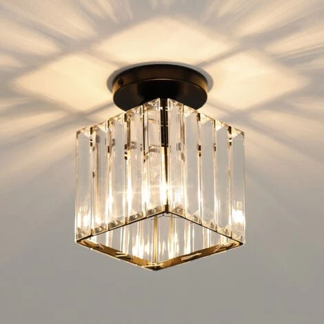 E27 Plafonnier Moderne, Mini Plafonniers Créatifs, Plafonnier Lustre, Pour Couloir, Escaliers, Entrée, Chambre, Salon, Bar, Restaurant,Café,magasin De Vêtements,plafonnier En Cristal (Carré/noir) 1 E27 Plafonnier Moderne, Mini Plafonniers Créatifs, Plafonnier Lustre, Pour Couloir, Escaliers, Entrée, Chambre, Salon, Bar, Restaurant,Café,magasin De Vêtements,plafonnier En Cristal (Carré/noir)