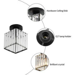 E27 Plafonnier Moderne, Mini Plafonniers Créatifs, Plafonnier Lustre, Pour Couloir, Escaliers, Entrée, Chambre, Salon, Bar, Restaurant,Café,magasin De Vêtements,plafonnier En Cristal (Carré/noir) 7 E27 Plafonnier Moderne, Mini Plafonniers Créatifs, Plafonnier Lustre, Pour Couloir, Escaliers, Entrée, Chambre, Salon, Bar, Restaurant,Café,magasin De Vêtements,plafonnier En Cristal (Carré/noir) -EUROPALAMP Soldes Magasin 56697009 3