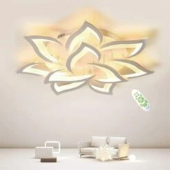 Creative Dimmable Plafonnier LED, Moderne Petal Lampe De Plafond LED, 60W 6000LM, Dimmable 3000K - 6000K, Panneau Acrylique Lumières De Plafond For Living Room, Hall D'entrée, Chambre, Φ85 [Classe éne