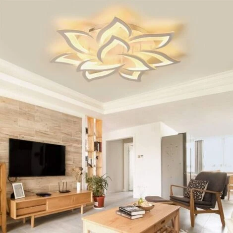 Creative Dimmable Plafonnier LED, Moderne Petal Lampe De Plafond LED, 60W 6000LM, Dimmable 3000K - 6000K, Panneau Acrylique Lumières De Plafond For Living Room, Hall D'entrée, Chambre, Φ85 [Classe éne 2 Creative Dimmable Plafonnier LED, Moderne Petal Lampe De Plafond LED, 60W 6000LM, Dimmable 3000K - 6000K, Panneau Acrylique Lumières De Plafond For Living Room, Hall D'entrée, Chambre, Φ85 [Classe éne – Image 2
