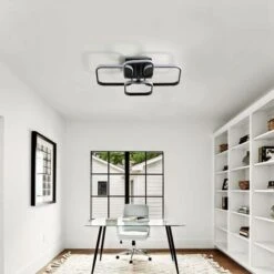 Plafonnier LED 60W, Luminaire Plafonnier LED Moderne 6000K Avec 4 Carrés Lampe De Plafond Moderne Noir Rectangle Désign Pour Salon, Chambre, Couloir, Bureau (Noir) -EUROPALAMP Soldes Magasin 56697102 4