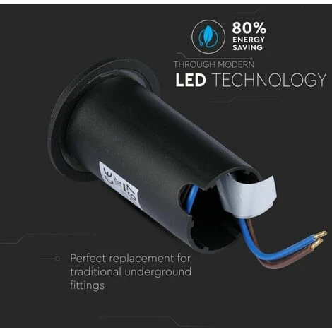 V-TAC 1W Double Beam Enterrement Cylindre Steplight LED Spotlight Noir Couleur 12V 6500K IP67 Pilote Non Inclus 4 V-TAC 1W Double Beam Enterrement Cylindre Steplight LED Spotlight Noir Couleur 12V 6500K IP67 Pilote Non Inclus – Image 4