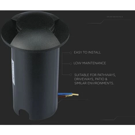 V-TAC 1W Double Beam Enterrement Cylindre Steplight LED Spotlight Noir Couleur 12V 6500K IP67 Pilote Non Inclus 5 V-TAC 1W Double Beam Enterrement Cylindre Steplight LED Spotlight Noir Couleur 12V 6500K IP67 Pilote Non Inclus – Image 5