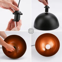 SWANEW 2er Suspension Abat-jour Industrielle Rétro Lustre Abat-Jour Noir Lampe De Plafond Luminaire Pour Salon Cuisine E27 -EUROPALAMP Soldes Magasin 57503213 4