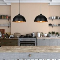 SWANEW 2er Suspension Abat-jour Industrielle Rétro Lustre Abat-Jour Noir Lampe De Plafond Luminaire Pour Salon Cuisine E27 -EUROPALAMP Soldes Magasin 57503213 5