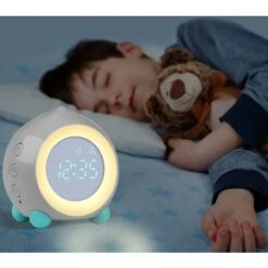 Réveil Enfant Lumineux LED Numerique Lampe Réveil Veilleuse Fille Garcons Jour Nuit Enfant Volume Réglable Snooze Réveil En USB Charge（Blanc） -EUROPALAMP Soldes Magasin 57912014 5