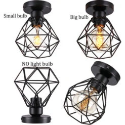 Plafonnier Industrielle Vintage Design Rétro Luminaire Led E27 Pour Salon Chambre Cuisine Couloir - Noir -EUROPALAMP Soldes Magasin 58819910 4