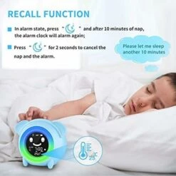 ZOLGINAH Réveil Enfant, Reveil Enfant Educatif Jour/Nuit, Reveil Lumière Avec 5 Couleurs Veilleuse Lampe De Table Et Rappel De Musique, Affichage De Heure Et Température Intérieure (avec EU Plug) [Cla -EUROPALAMP Soldes Magasin 59346188 3
