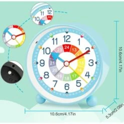 ZOLGINAH Réveil Enfant Analogique Garçon Fille Silencieux Horloges De Table Alimentées Par Batterie Sans Coutil De Chevet Grande Fonction Lumineuse Snooze Light Pour Bureau De Chambre- Bleu-271 -EUROPALAMP Soldes Magasin 59346192 4