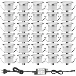 ZOLGINAH Spot à Encastrable Lampe De Sol-Lumière (Blanc Froid) étanche IP67 DC12V 0.6W Ø31mm-éclairage Pour Terrasse, Patio, Chemin, Mur, Jardin, Décoration, Intérieur Et Extérieur, 30 Pièces