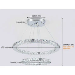 2 Anneaux LED Pendentif Lumières Lustre En Cristal Plafonnier 50x30cm Pour Salon Lumière, Lumière Chaude 7 2 Anneaux LED Pendentif Lumières Lustre En Cristal Plafonnier 50x30cm Pour Salon Lumière, Lumière Chaude -EUROPALAMP Soldes Magasin 59799114 4