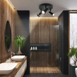 B.K.Licht Plafonnier LED Orientable 3 Spots I 3 Ampoules 5W 400lm GU10 Incl. I IP44 I Plafonnier Lampe Salle De Bain -EUROPALAMP Soldes Magasin 60247293 3