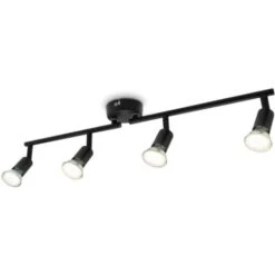 B.K.Licht I Plafonnier Pivotant à LED I Spot De Plafond à 4 Lampes I Inclus 4x 2,9 W GU10 Ampoules I Couleur De Lumière Blanc Chaud I 4x 260lm Plafonnier I Lampe De Salon I Noir