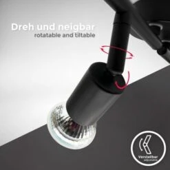 B.K.Licht I Plafonnier Pivotant à LED I Spot De Plafond à 4 Lampes I Inclus 4x 2,9 W GU10 Ampoules I Couleur De Lumière Blanc Chaud I 4x 260lm Plafonnier I Lampe De Salon I Noir 7 B.K.Licht I Plafonnier Pivotant à LED I Spot De Plafond à 4 Lampes I Inclus 4x 2,9 W GU10 Ampoules I Couleur De Lumière Blanc Chaud I 4x 260lm Plafonnier I Lampe De Salon I Noir -EUROPALAMP Soldes Magasin 60247408 3
